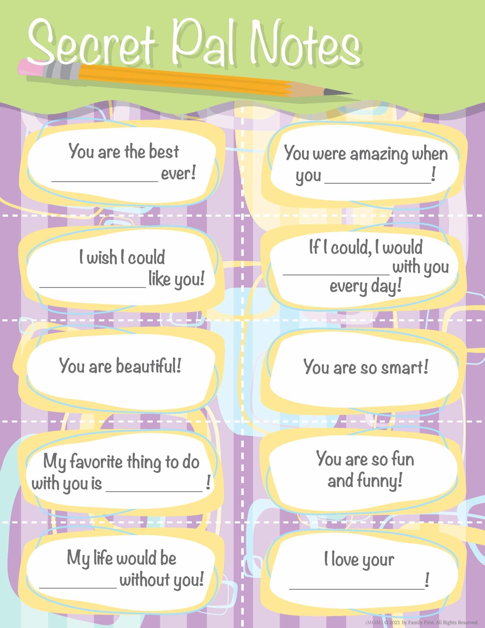 secret pal notes