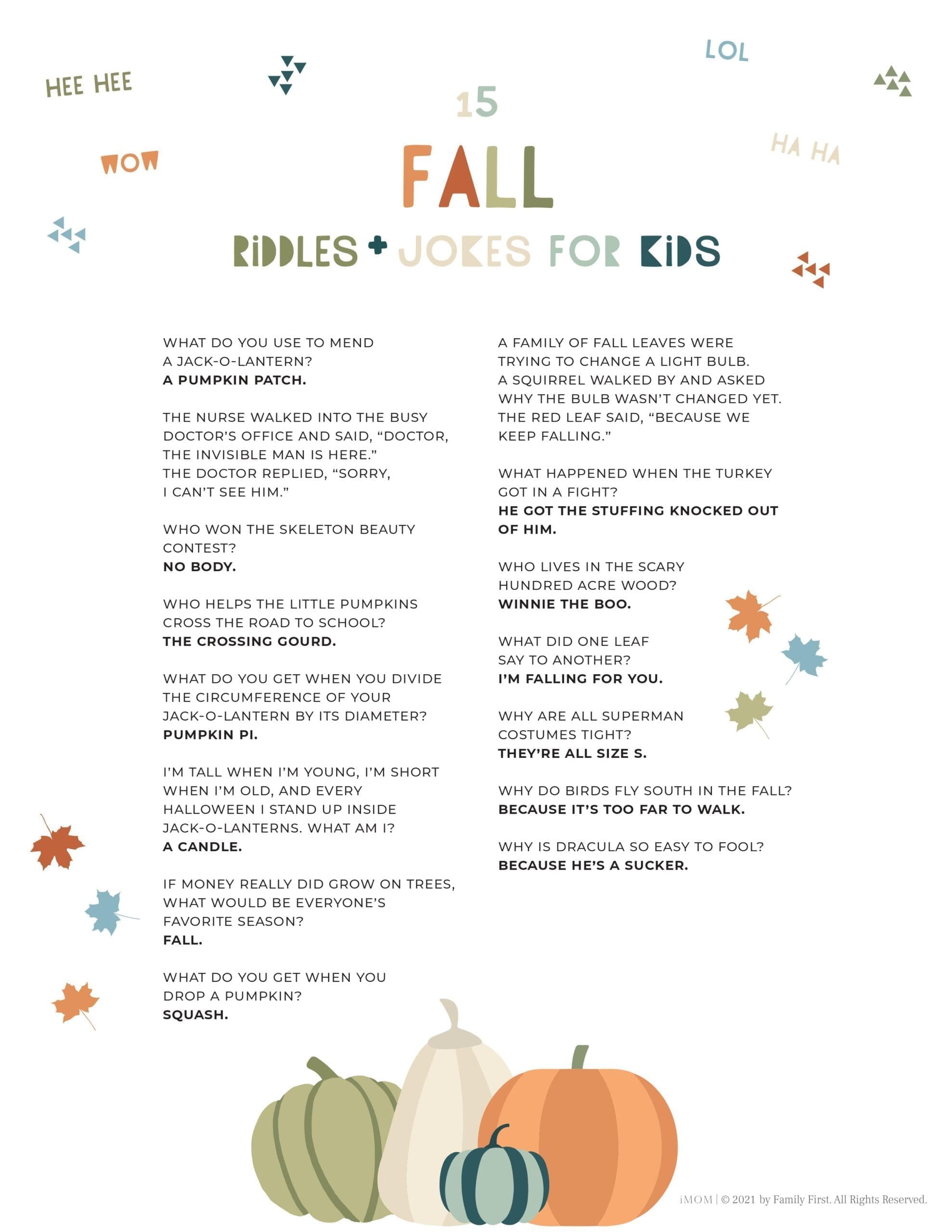 15 Fall Riddles and Jokes for Kids